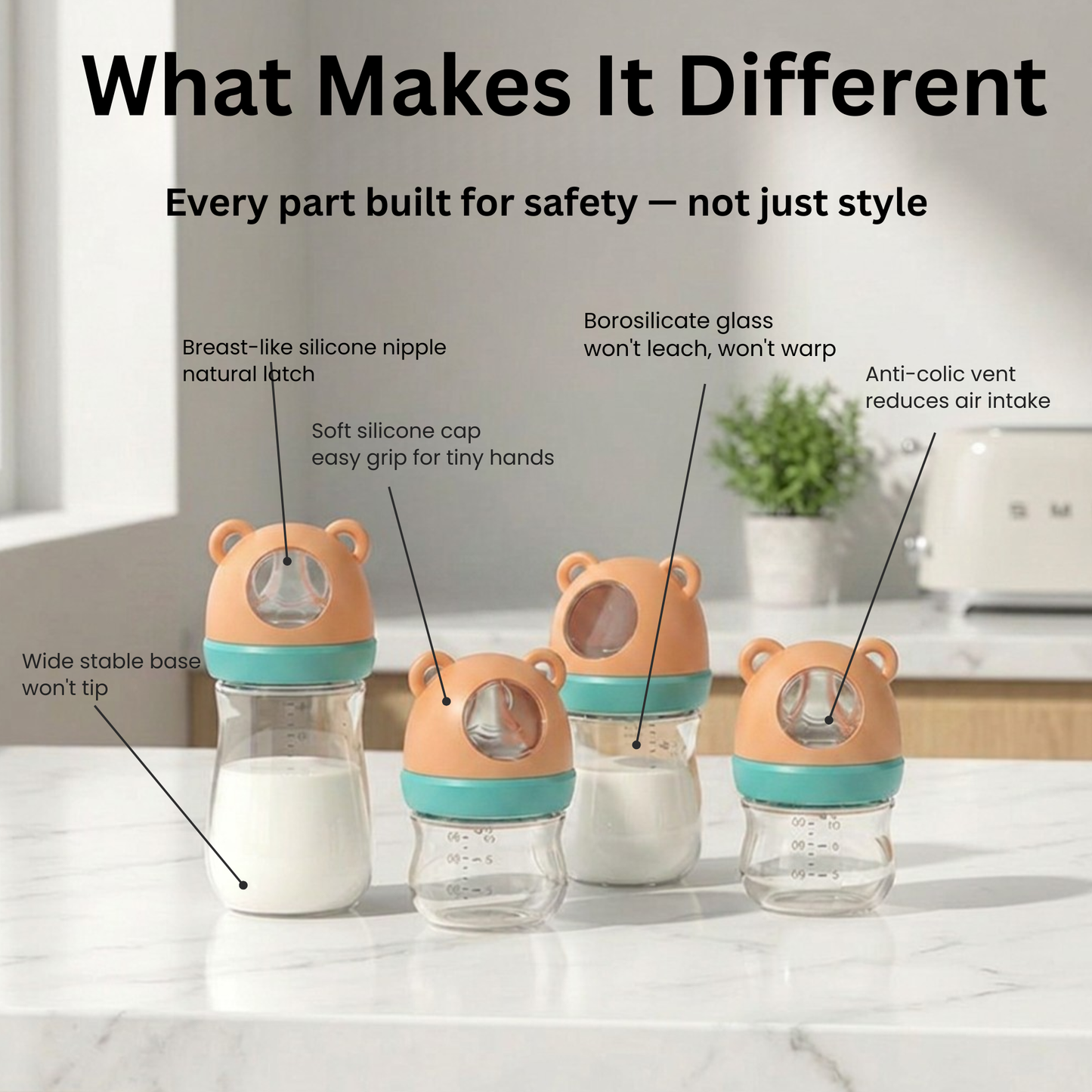 3-Stage Glass Baby Bottle